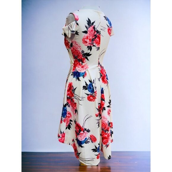 CHARLOTTE RUSSE HIGH LOW VNECK KEYHOLE SLEEVE PLEATED DROP WAIST DRESS MEDIUM - Picture 9 of 11